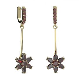 BG náušnice ve tvaru hvězdy 520-A93 Stříbro 925 - pozlacené Granát