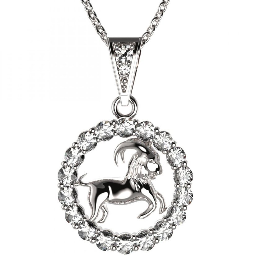 BG zlatý diamantový přívěšek Kozoroh 044 Bílé zlato - 585 Diamant lab-grown