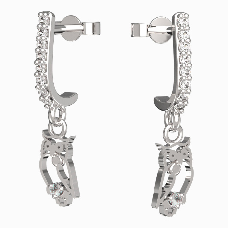 BeKid dětské náušnice sovička 1185 Bílé zlato - 585 Diamant