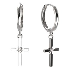 BG zlaté  náušnice křížek 1108 Bílé zlato - 585 Diamant