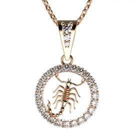 Zlatý přívěsek znamení Štír s lab-grown diamantem, růžové zlato 585 – 052 (Zd14052K2)