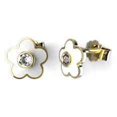 BeKid dětské zlaté náušnice 1277 -  Kytička Žluté zlato - 585 Diamant