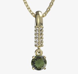 BG zlatý přívěšek 726 Žluté zlato - 585 Vltavín a diamant