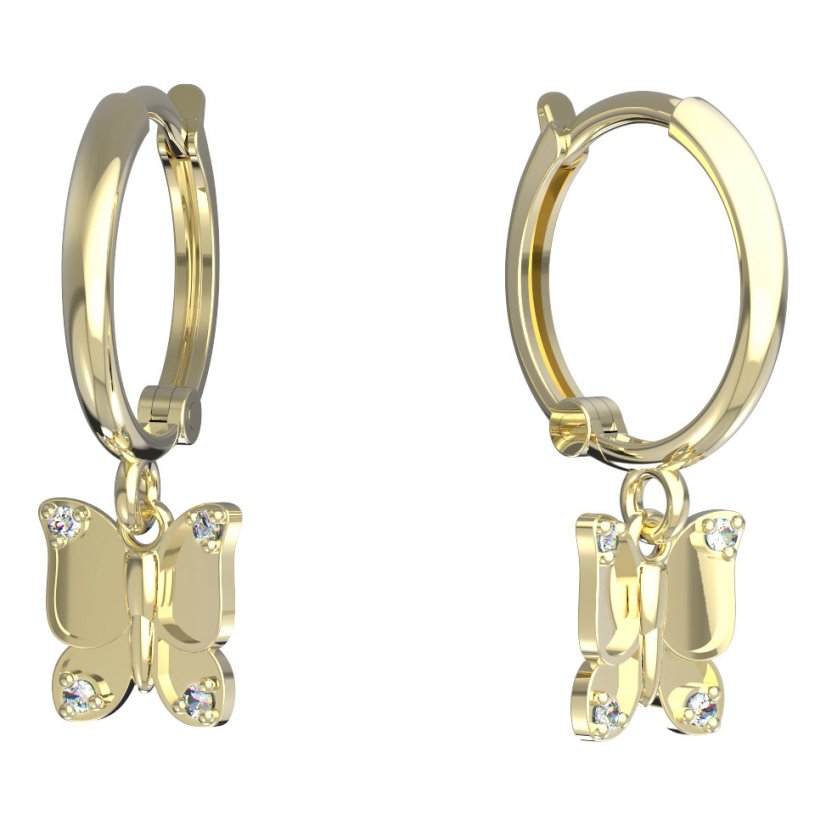 BeKid dětské náušnice motýlek 845 Žluté zlato - 585 Diamant