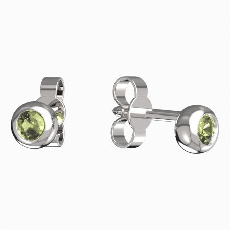BeKid, Gold kids earrings -101 - Switching on: Puzeta, Metal: White gold 585, Stone: Green cubic zircon