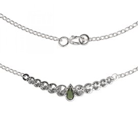 BG náhrdelník 342 Stříbro 925 - rhodium Vltavín a kubický zirkon