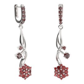 BG náušnice kruhového tvaru 539-P93 Stříbro 925 - rhodium Granát