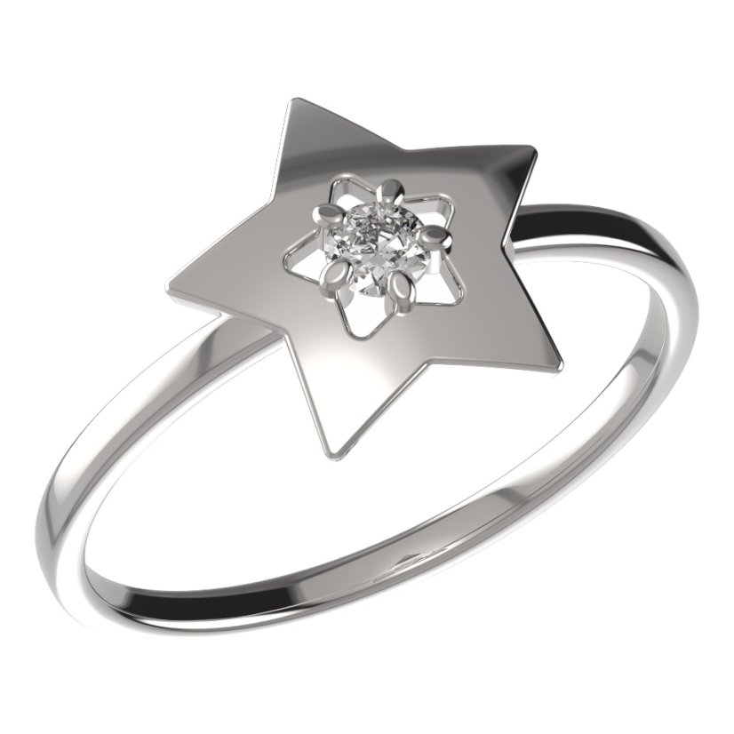 BeKid dětský prsten hvězdička 824 Bílé zlato - 585 Diamant