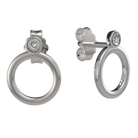 BG zlaté náušnice kroužky 1356 Bílé zlato - 585 Bílý kubický zirkon