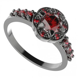 BG prsten 994-Z kulatého tvaru Stříbro 925 - ruthenium (30-90dní) Granát