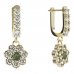 BG circular earring 456-96 - Metal: Yellow gold 585, Stone: Moldavit and garnet