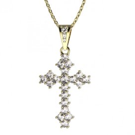 BG zlatý diamantový přívěšek křížek 263 Žluté zlato - 585 Diamant lab-grown