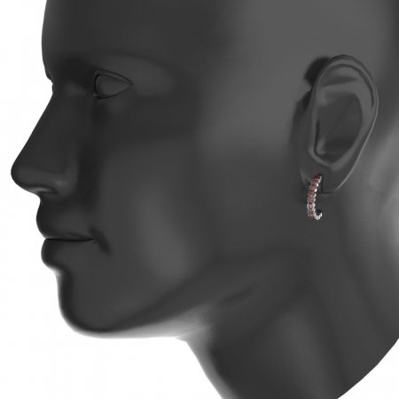 BG garnet earring 458 - Metal: Silver 925 - rhodium, Stone: Garnet