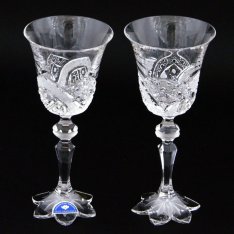 Set of two crystal handmade liquor cups Šafránek 225