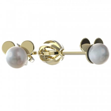BeKid children's earrings Mickey with pearl 1398 - Einschalten: Puzeta, Metall: Gelbgold 585, Stein: weiße Perle
