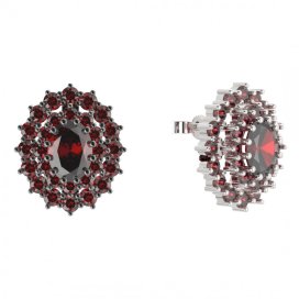 BG náušnice ovál - 001 Stříbro 925 - rhodium Granát