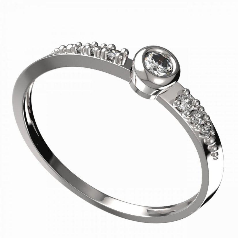 BG zlatý diamantový prstýnek 550 D Bílé zlato - 585 Diamant lab-grown