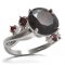 BG prsten s kulatým kamenem 475-P - Kov: Stříbro 925 - rhodium, Kámen: Granát
