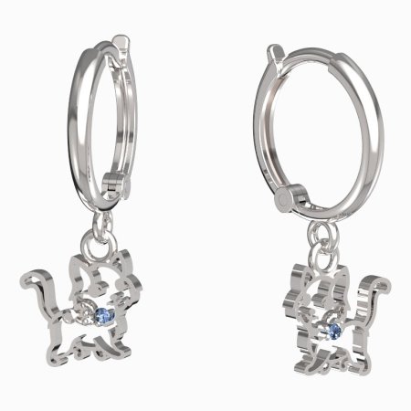 BeKid, Gold kids earrings -1184 - Switching on: Circles 12 mm, Metal: White gold -585, Stone: Light blue cubic zircon
