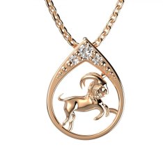 BG zlatý diamantový přívěšek Kozoroh 047 Růžové zlato 585 (30-90dní) Diamant lab-grown