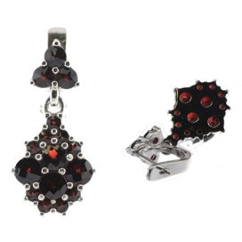 BG náušnice vsazený český granát  232 Bílé zlato - 585 Granát