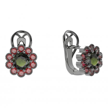 BG  earring 149-R7 circular - Metal: Silver 925 - rhodium, Stone: Garnet