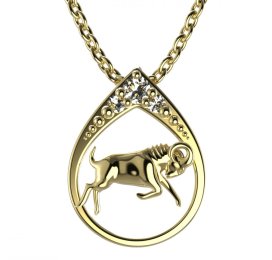 BG zlatý diamantový přívěšek Beran 047 Žluté zlato - 585 Diamant lab-grown