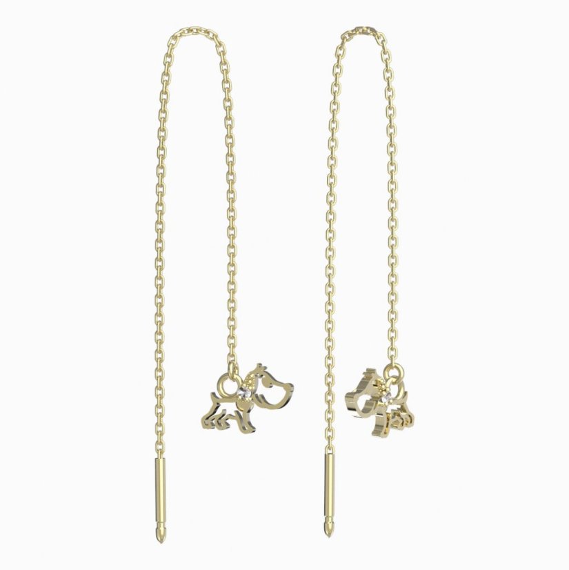 BeKid dětské náušnice pejsek 1159 Žluté zlato - 585 Diamant