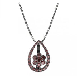 BG přívěs ve tvaru květu 518-90 Stříbro 925 - ruthenium (30-90dní) Granát