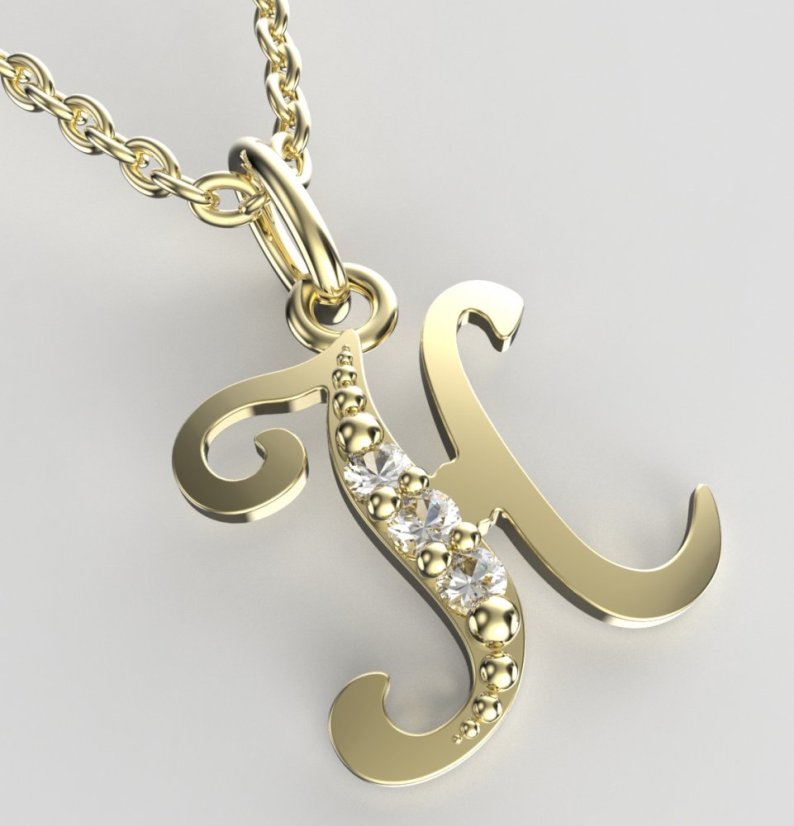 BeKid dětský zlatý přívěsek písmenko H - 1517 Žluté zlato - 585 Diamant