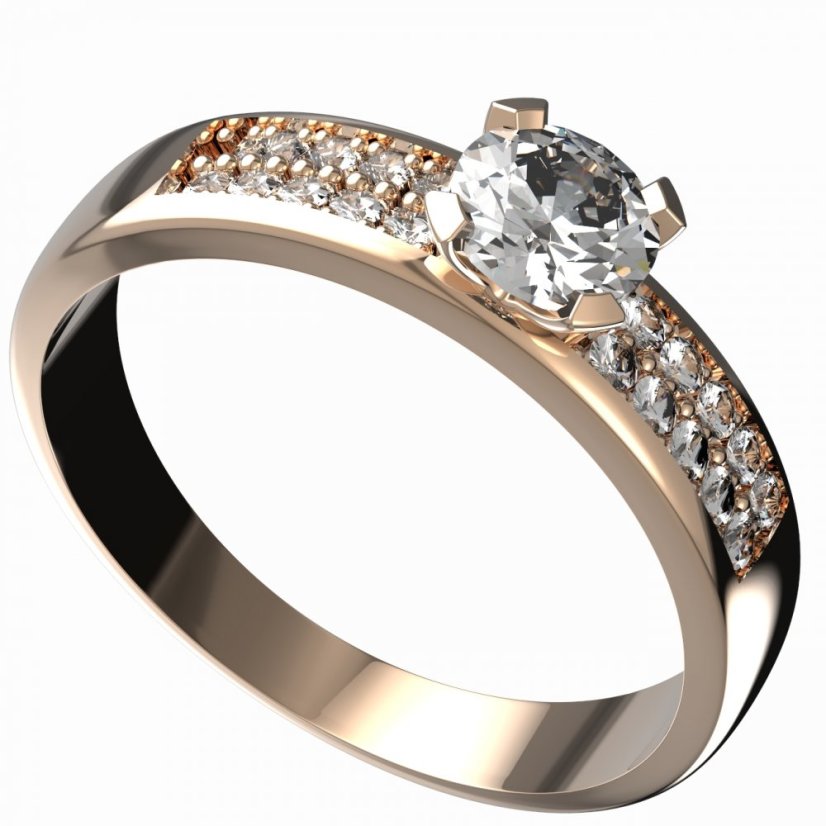 BG zlatý diamantový prstýnek 558 F Růžové zlato 585 (30-90dní) Diamant lab-grown