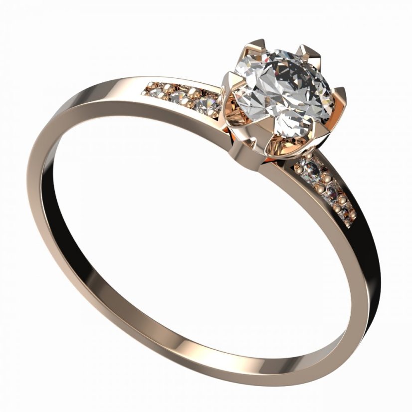 BG zlatý prsten s diamanty 872 J Růžové zlato 585 (30-90dní) Diamant lab-grown