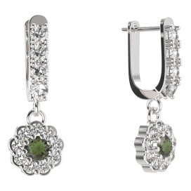 BG kulaté náušnice 453-96 Stříbro 925 - rhodium Vltavín a  kubický zirkon