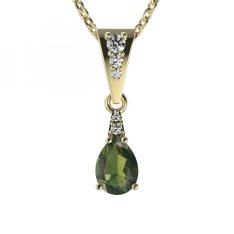 BG přívěs vsazen vltavín  623 Žluté zlato - 585 Vltavín a diamant