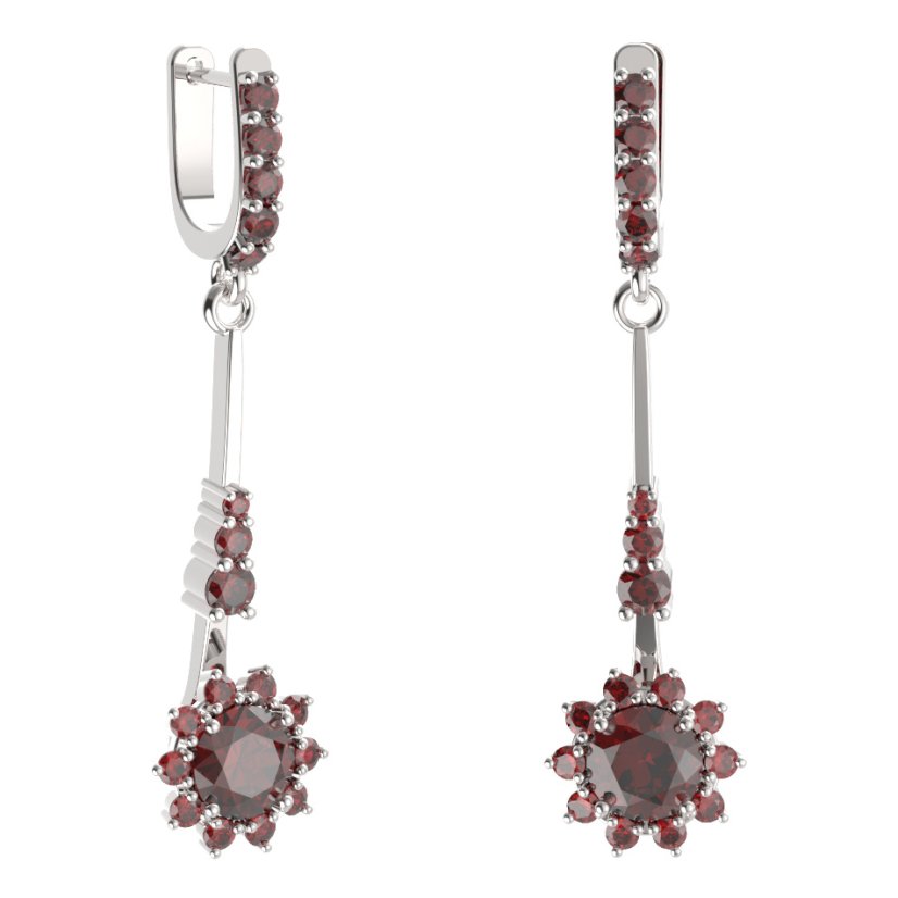 BG náušnice kruhováho tvaru 511-B93 Stříbro 925 - rhodium Granát