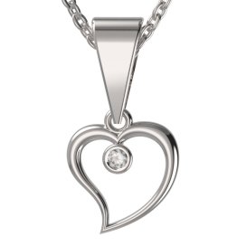 BG zlatý diamantový přívěšek srdíčko 1267 Bílé zlato - 585 Diamant lab-grown