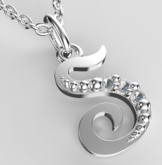 BeKid dětský zlatý přívěsek písmenko S - 1527 Bílé zlato - 585 Diamant