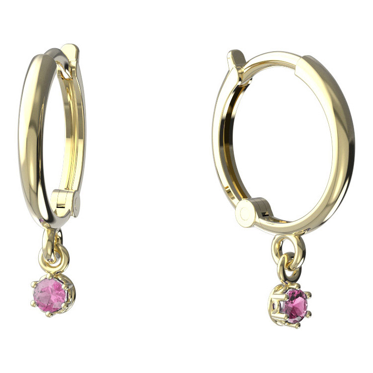 BeKid dětské náušnice 1292 Žluté zlato - 585 Růžový kubický zirkon