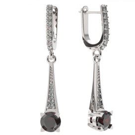 BG náušnice s vltavínem 985 Bílé zlato - 585 Granát a diamant