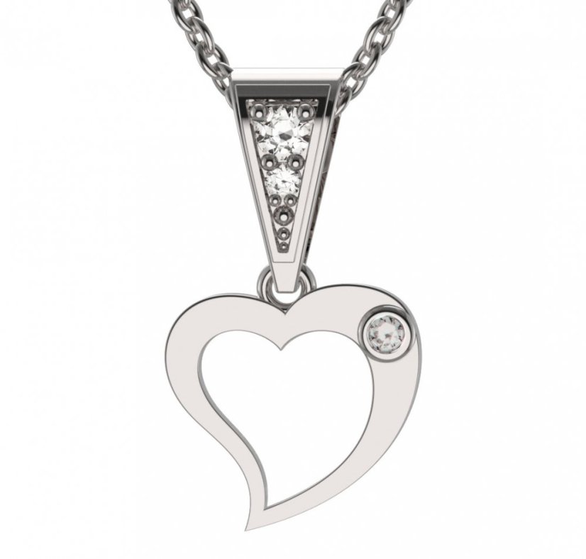 BG zlatý diamantový přívěšek srdíčko 1269 Bílé zlato - 585 Diamant lab-grown