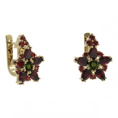 BG náušnice ve tvatl hvězdy 521-87 Stříbro 925 - pozlacené Vltavín a granát