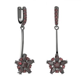 BG náušnice ve tvaru hvězdy 521-A93 Stříbro 925 - ruthenium (30-90dní) Granát