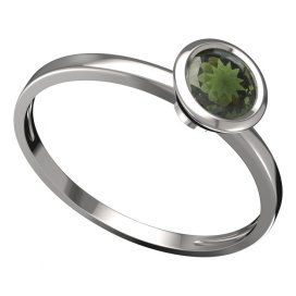 BG vltavínový prsten 557C Bílé zlato - 585 Vltavín