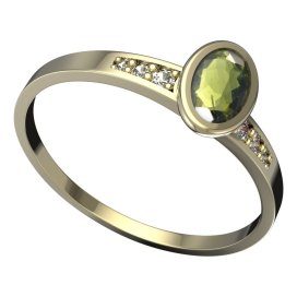 BG vltavínový prsten 559J Žluté zlato - 585 Vltavín a diamant