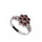 BG prsten 456-X kulatého tvaru - Kov: Stříbro 925 - rhodium, Kámen: Vltavín a granát
