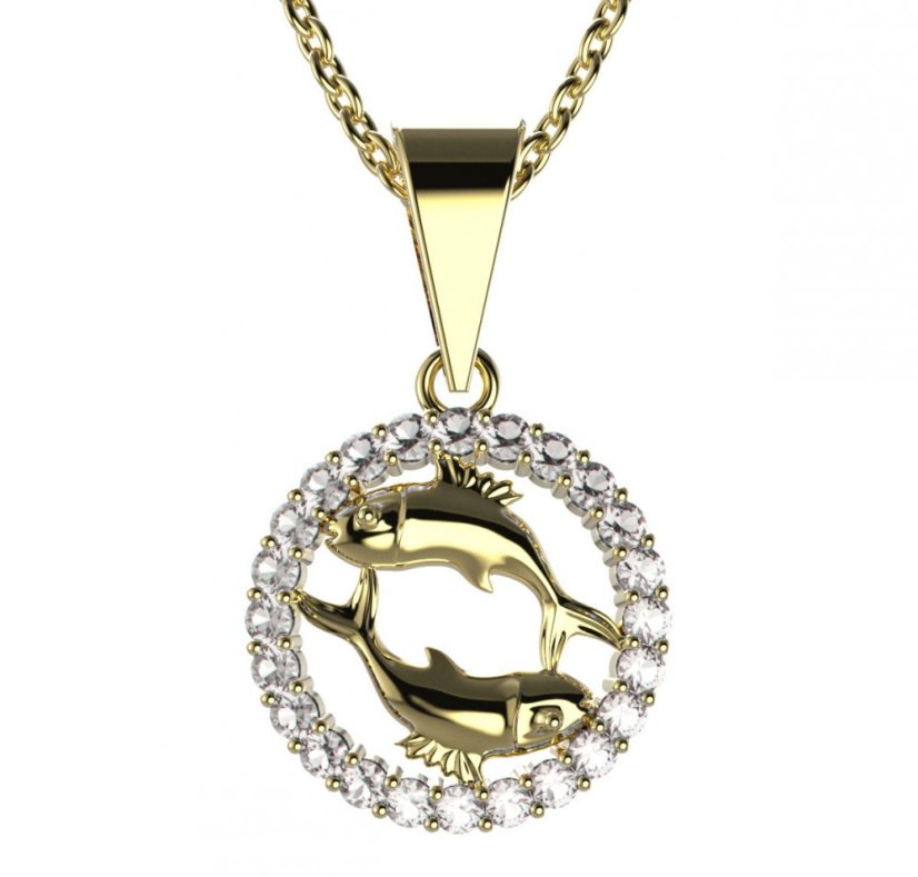 BG zlatý přívěšek Ryby 052 Žluté zlato - 585 Diamant