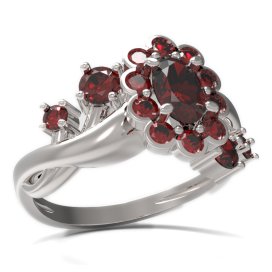BG prsten s oválným kamenem 517-P Stříbro 925 - rhodium Granát