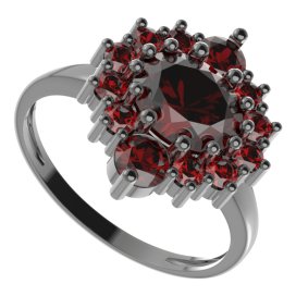 BG prsten oválný 224-I Stříbro 925 - ruthenium (30-90dní) Granát