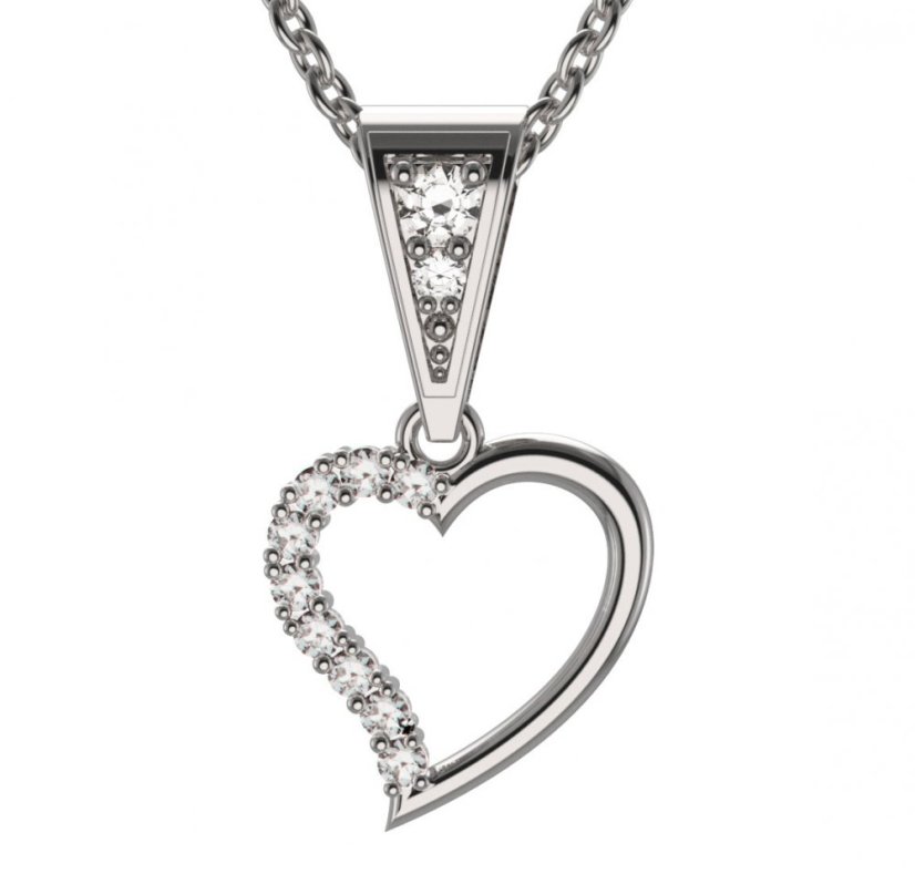 BG zlatý přívěšek srdíčko 1250 Bílé zlato - 585 Diamant