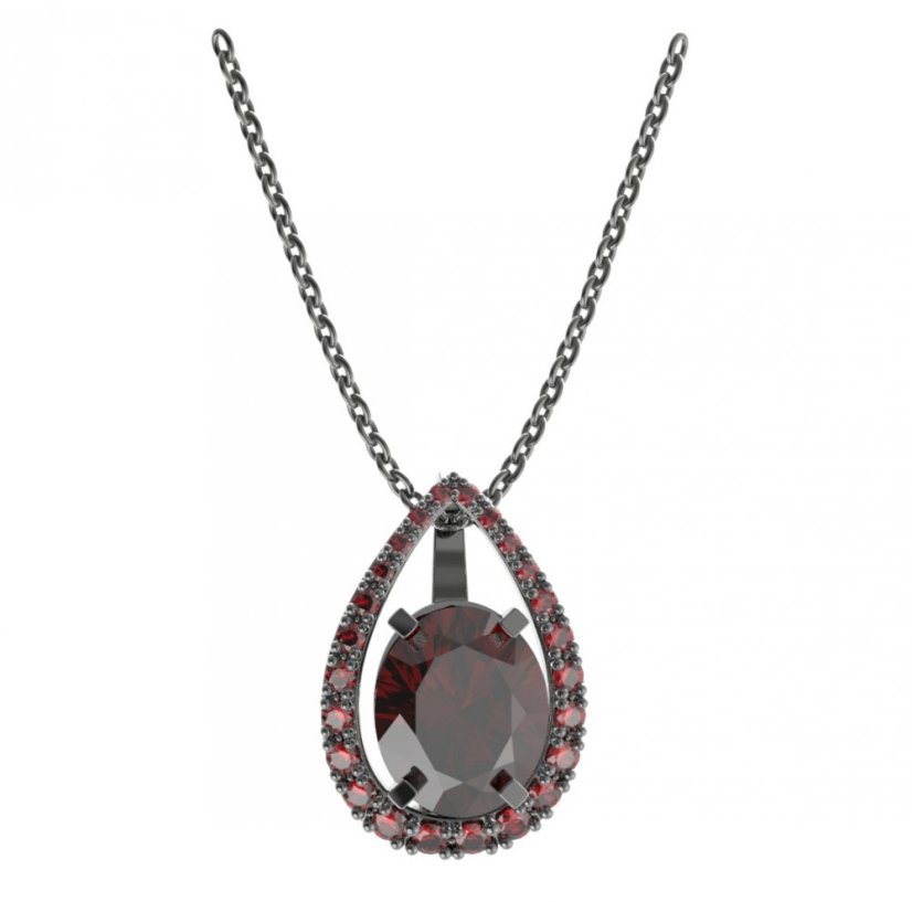 Stříbrný přívěsek s českým granátem, ruthenium – 493-90